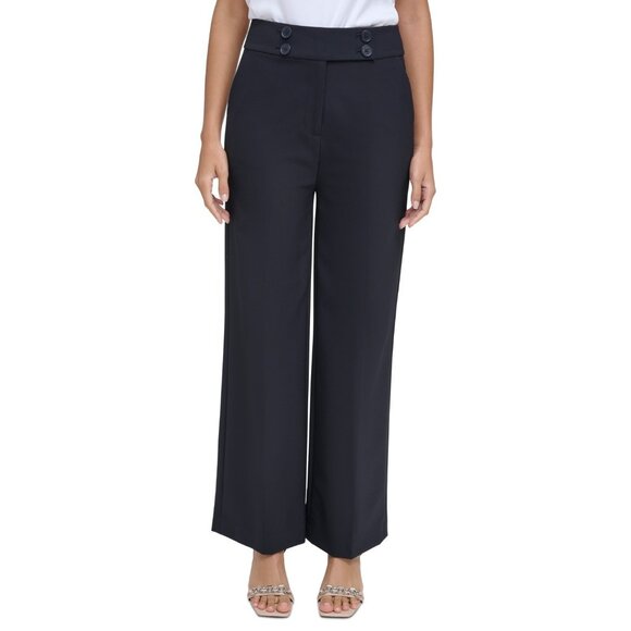 Calvin Klein Petite Mid Rise Wide-Leg Pants Navy Size 12P MSRP $99 - Picture 1 of 2
